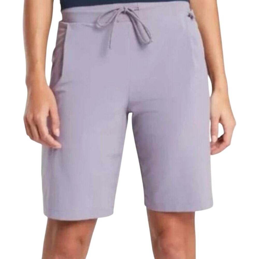 Athleta Venture Bermuda Shorts Featherweight Quick Dry Stretch Mid Rise Purple 2